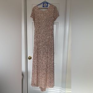 STUNNING blush sequin gown with small train.  Designer is Adrianna Papell